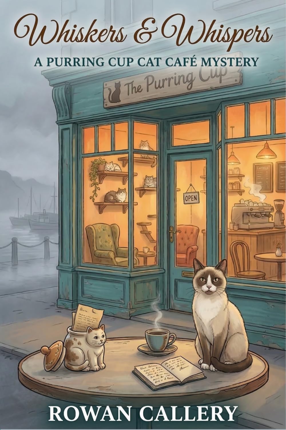 Whiskers & Whispers: A Purring Cup Cat Café Mystery: A Coastal Cozy Mystery of Cats, Secrets, and a Long-Buried Disappearance (The Purring Cup Mysteries)