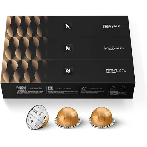 Nespresso Capsules Vertuo, Golden Caramel, Medium Roast Coffee, 30 Count Coffee Pods