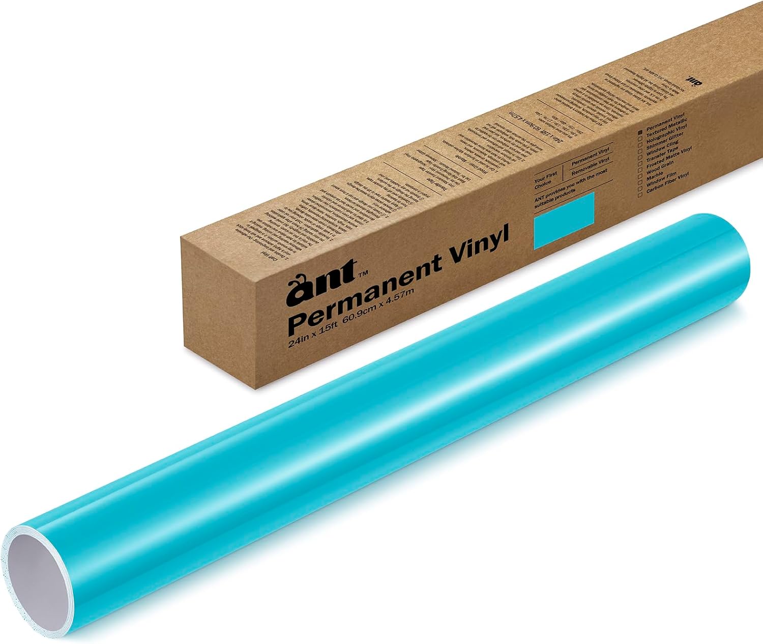 ANT Transparent, 24" x 15’, Permanent Vinyl Roll, Adhesive Vinyl Roll, for DIY Project, Decal, Sticker, Compatible with Cricut, Cameo, Silhouette, Weather-Resistant