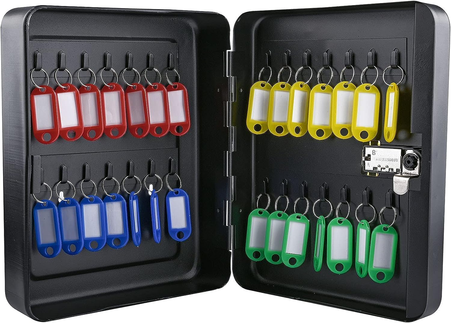 Key Box Wall Mount, 28 Key Hooks & Tags, Steel Security Locking Key Storage Key Lock