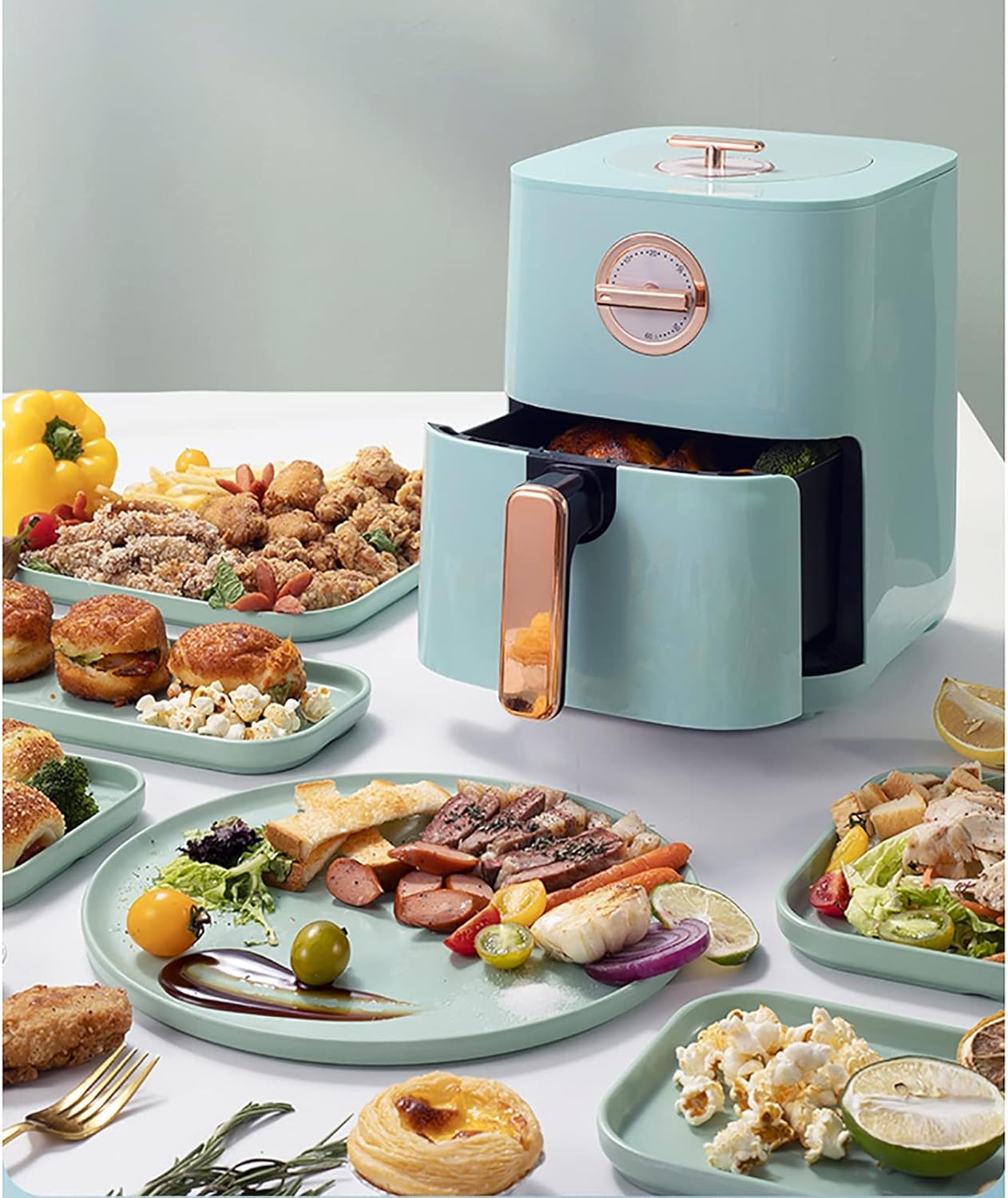 Air fryer/home kitchen electric fryer oil-free automatic oven integrated French fries machine 5L green