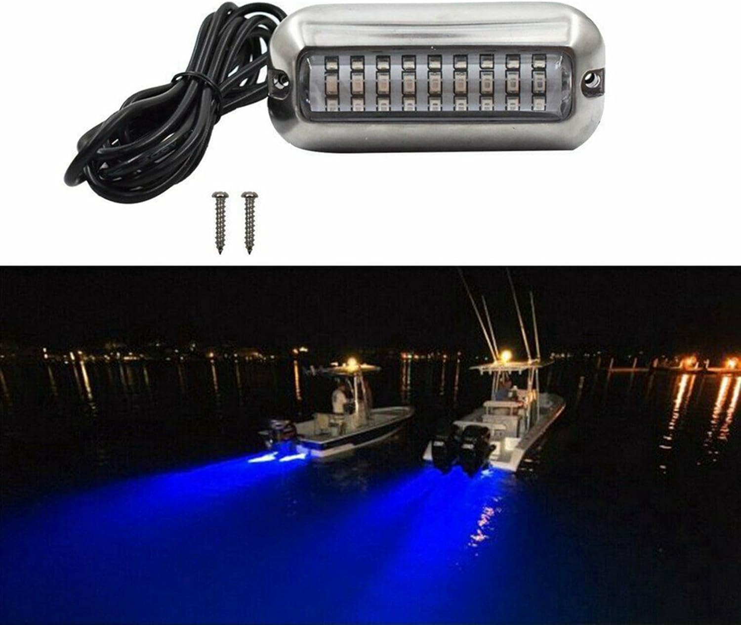 6Pcs 27 Blue LED Stainless Lights Underwater Pontoon for Marine Boat Transom