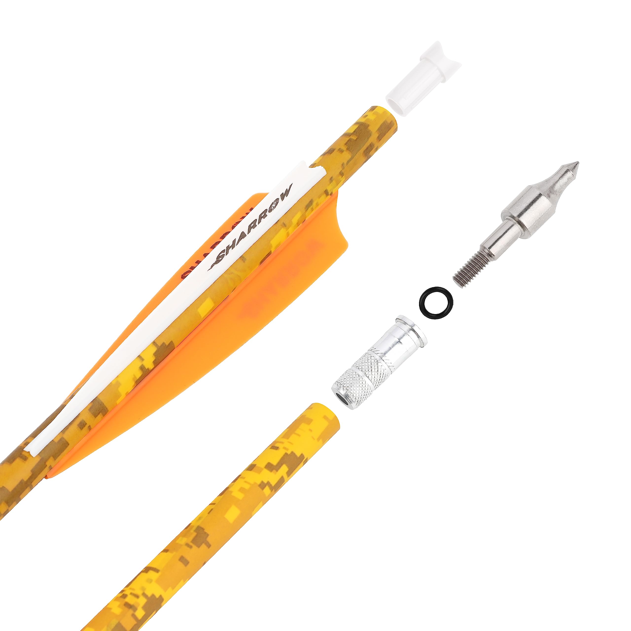 12pcs Flèches pour arbalète Boulons d'arbalète 16" 17" 18" 20" 22" Flèches de Chasse ID 7.62mm OD 8.8mm 125 Grain Pointe de flèche remplaçable pour la Chasse à l'arbalète