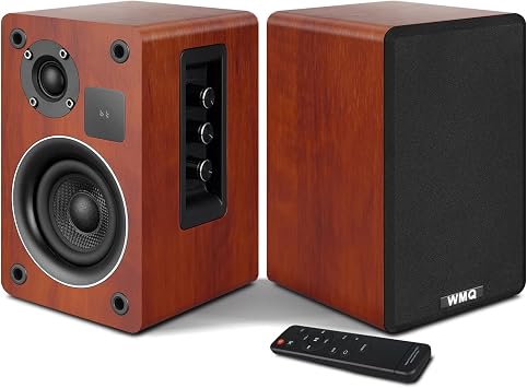 Active Bluetooth 5.3 Bookshelf Speakers, Brown