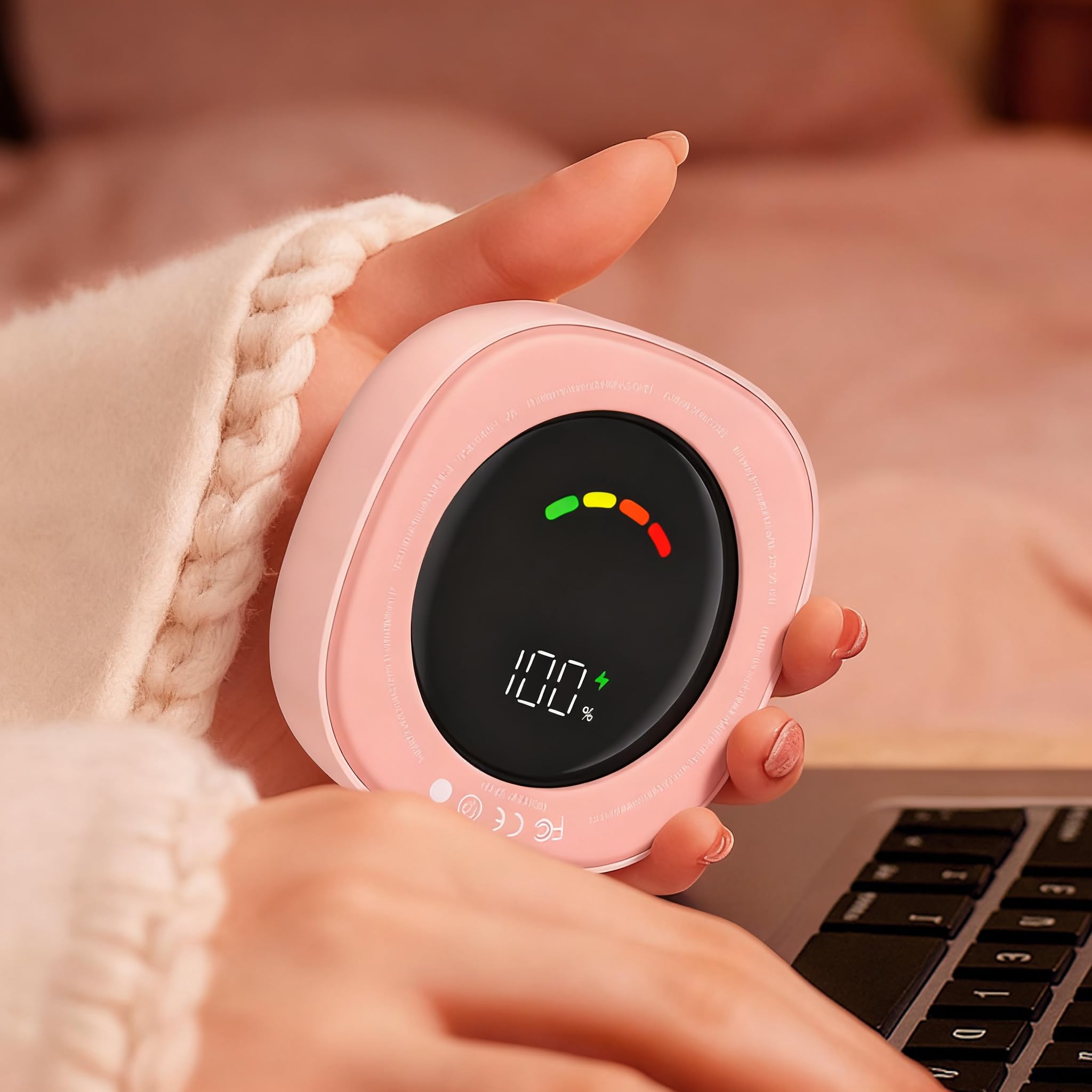 Scaldamani rotondi ricaricabili, confezione da 2, mini scaldamani elettrici, riutilizzabili, scaldamani portatili per donne e uomini, campeggio all'aperto, attrezzatura da caccia