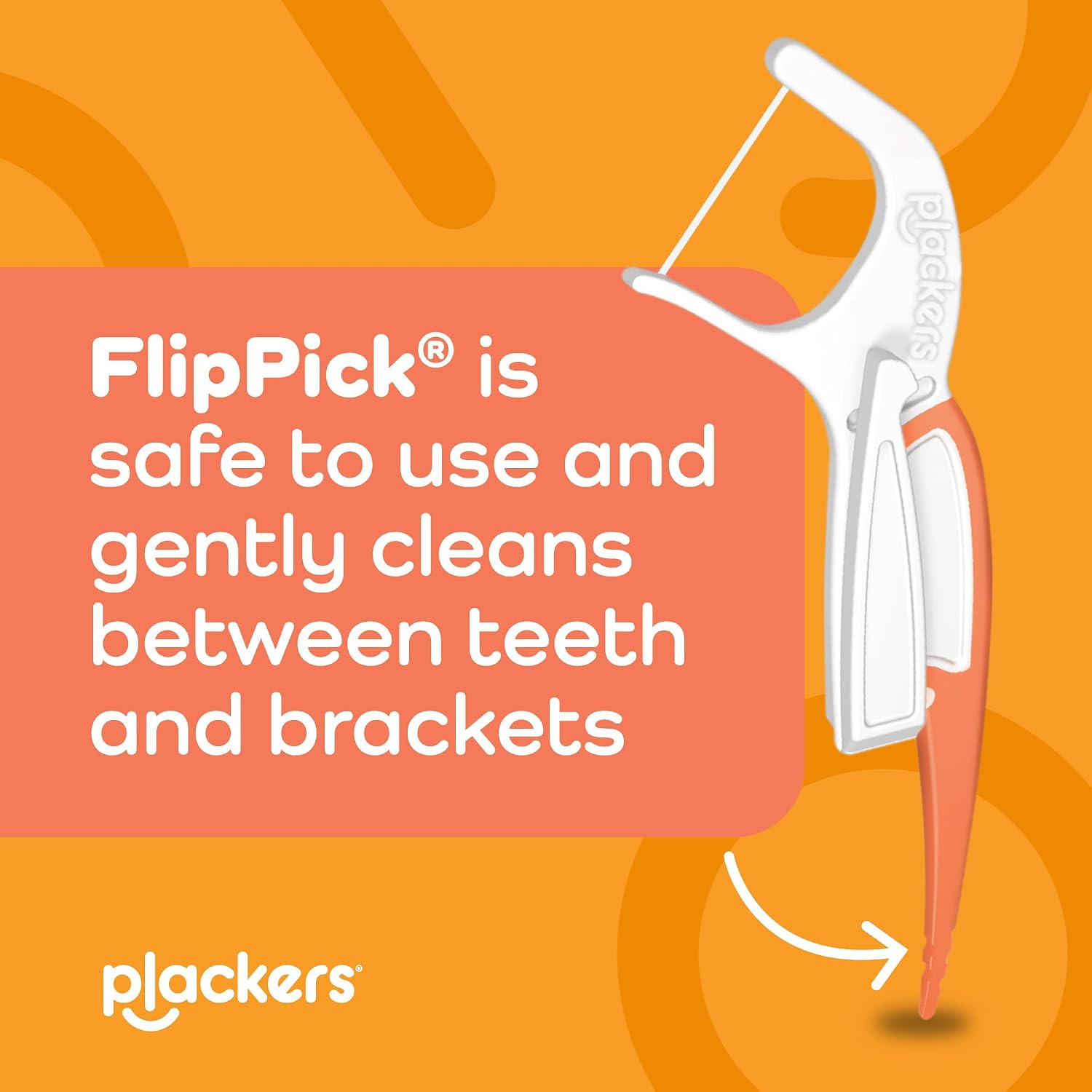Plackers OrthoPick® Floss Picks Designed for Braces, Tuffloss® Made Without PTFE, FlipPick® Clean Between Brackets, 36 Count