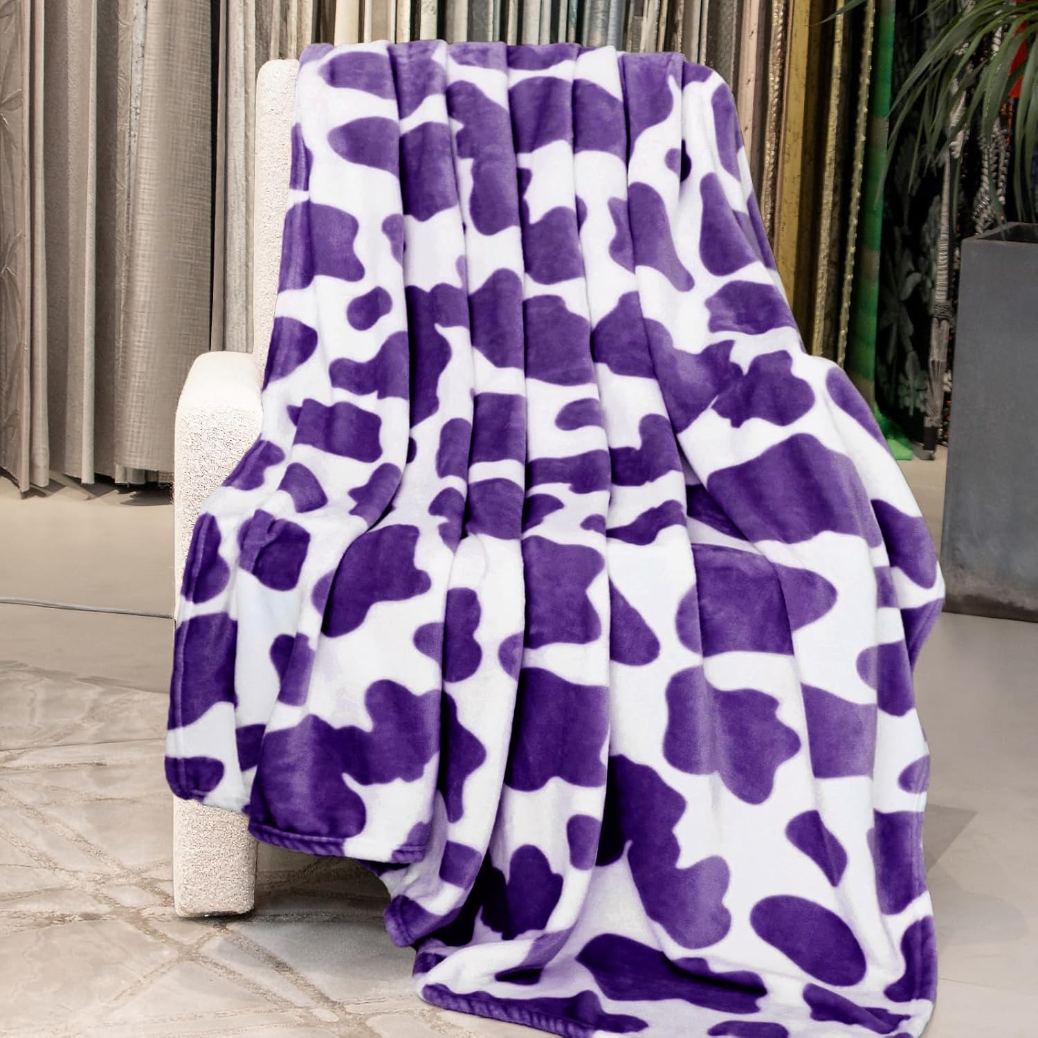 Fleece Throw Blanket Cozy Soft Lightweight Cow Soft Large Blanket Light Purple Throw