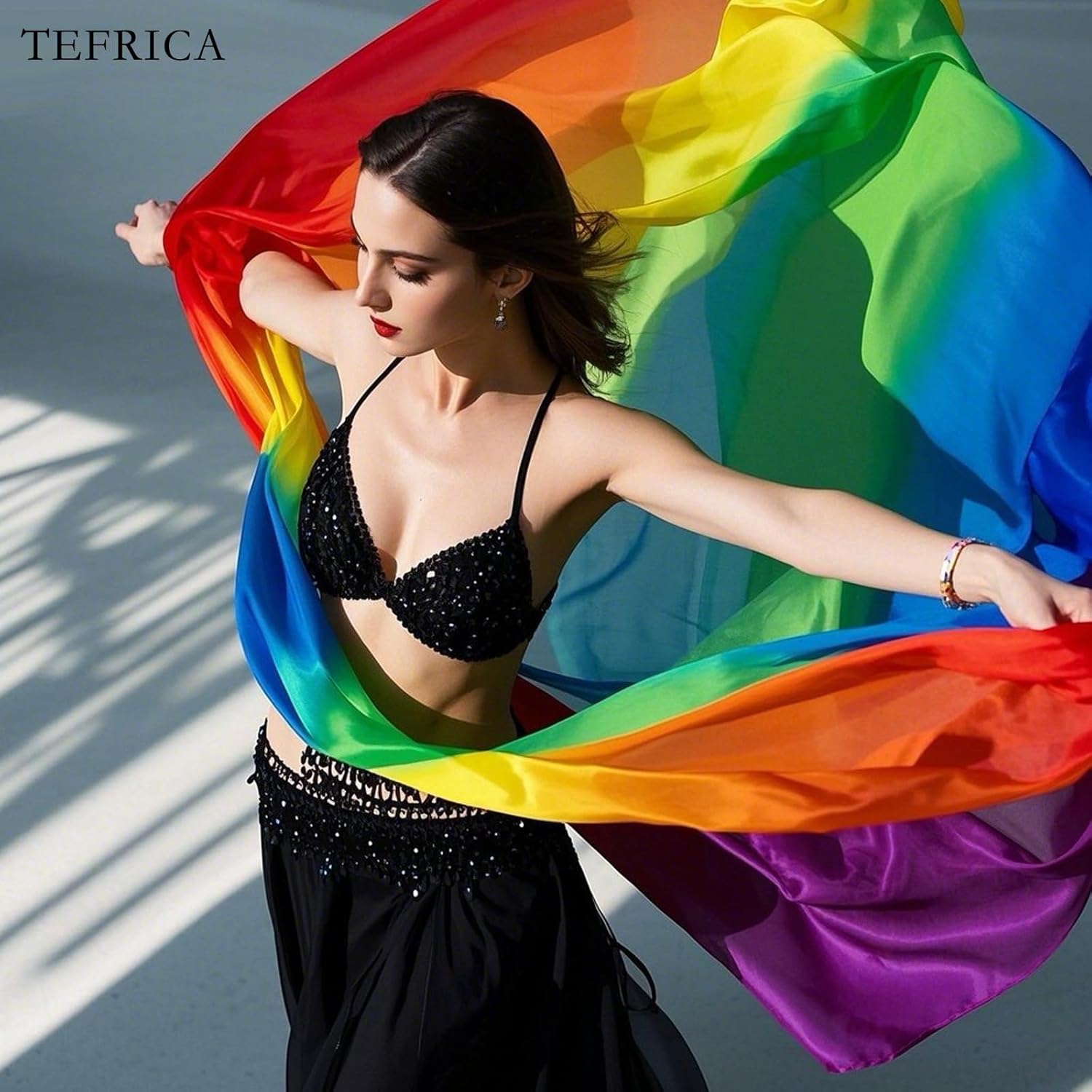 Women's Hand Made Chinese Real Silk Belly Dance Veils Gradient Colors 250 * 114cm - Image 5