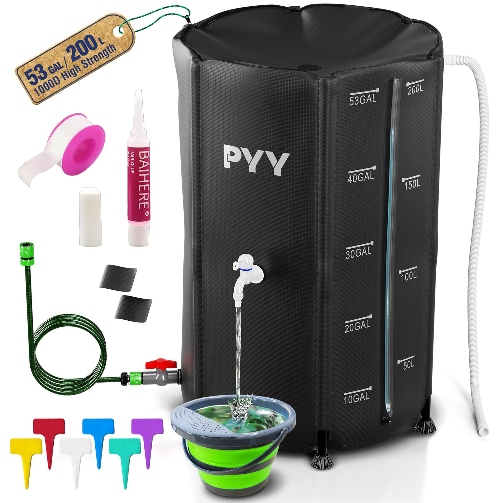PYY 53-Gallon Collapsible Rain Water Collection Barrel