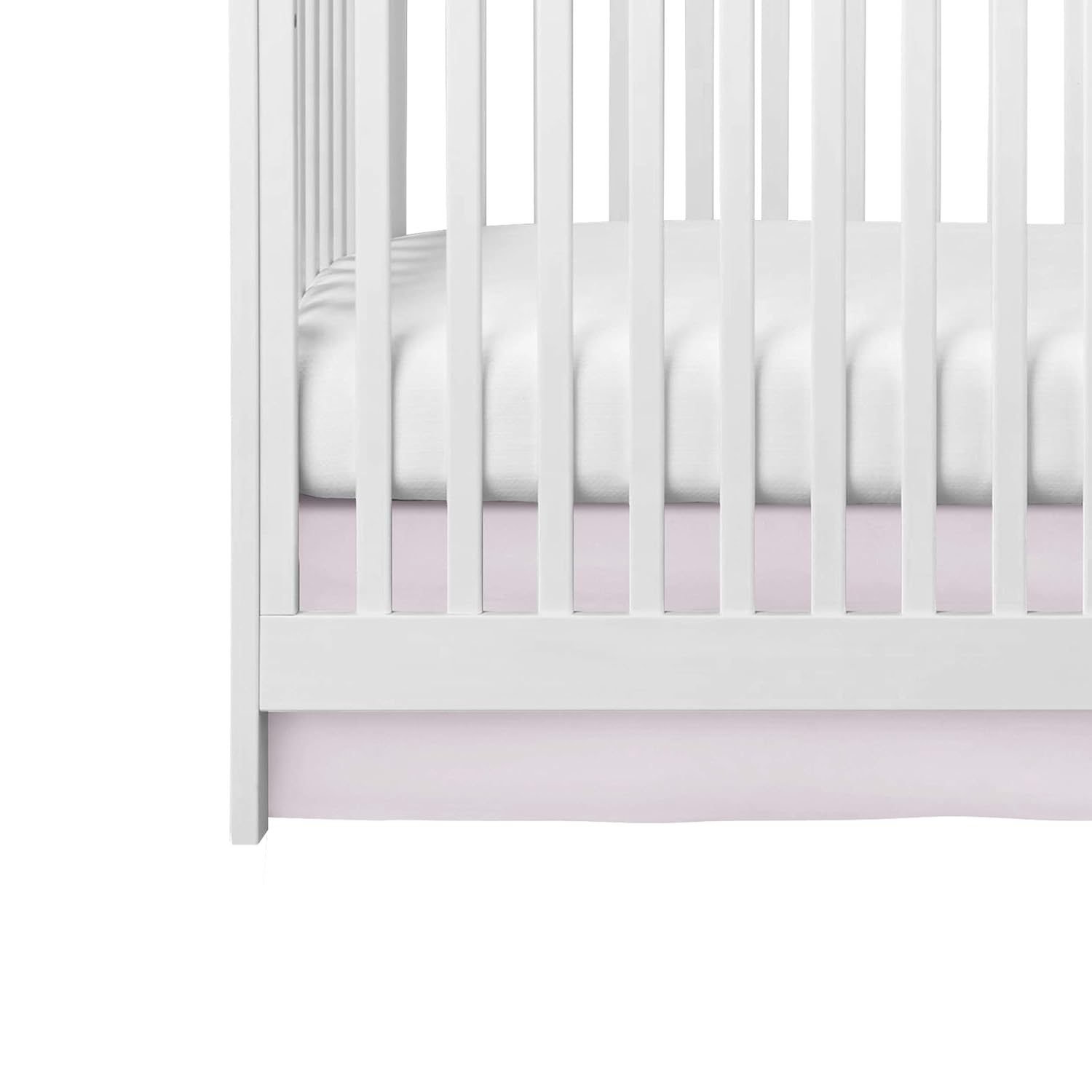 JLIKA Crib Skirt 100% Cotton Nursery Crib Bed Toddler Bedding Skirt for Baby Boys or Girls Plain Neutral - 14” Drop Dust (Light Pink)