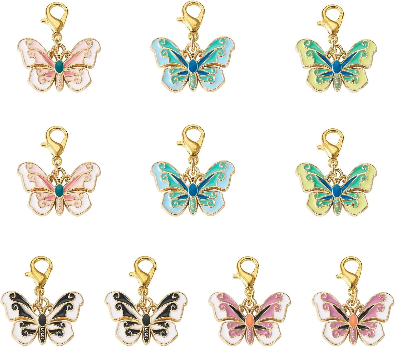 Butterfly Bee Stitch Markers Alloy Enamel Crochet Stitch Marker Charms Removable Lobster Clasp Locking Stitch Marker for Keychain Jewelry Making