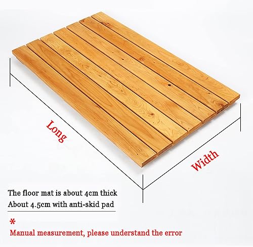 Miniatura 7 de Tapetes de baño de bambú para baño, tapete de baño de madera para sauna y ducha, tapete de ducha de bambú de madera, antideslizante, impermeable,