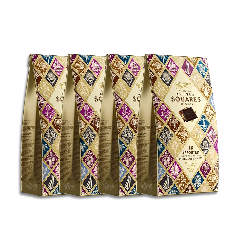 Whittaker's Chocolate Artisan Squares Selection Gift 189g (Pack of 4) （Made in New Zealand）