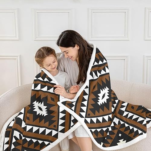 Miniatura 2 de Manta rústica del oeste de 50 x 60 pulgadas para hombres, manta de forro polar azteca del suroeste de felpa bohemia manta de cama étnica mexicana