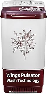 Voltas beko, A TATA Product 7.5 kg Semi - Automatic Top Load Washer (2023 Model, WST75BBRT, Burgundy, Wings Pulsator wash method)