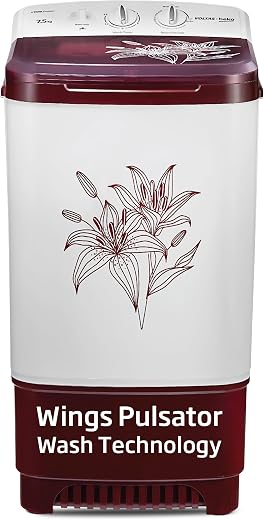 Voltas beko, A TATA Product 7.5 kg Semi - Automatic Top Load Washer (2023 Model, WST75BBRT, Burgundy, Wings Pulsator wash ...