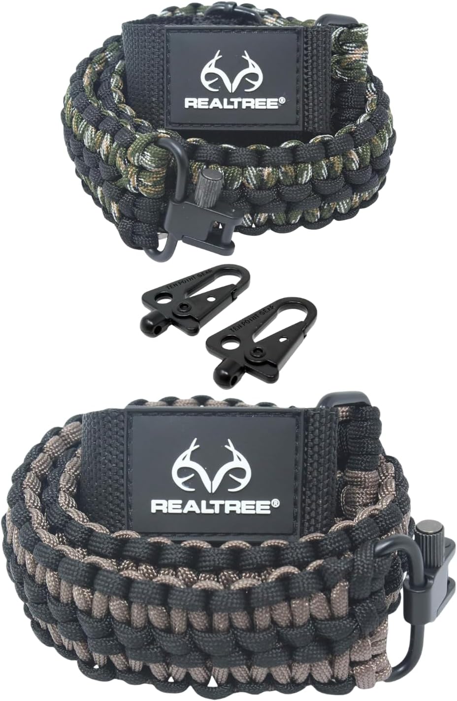 Gun Sling Paracord 550 Adjustable w/Swivels RT_Black & Dark Green Camo and RT_Black & Coyote Brown