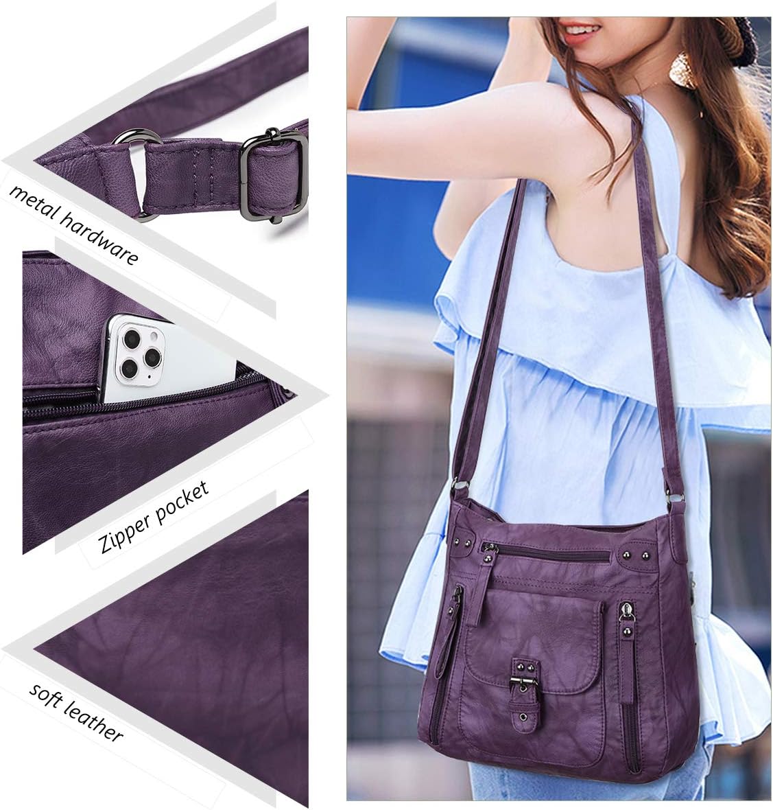 Angel Barcelo Crossover Purse and Handbags Crossbody Bags for Women,Ultra Soft Leather Neatpack Bag Shoulder Purses for Girl - Image 4