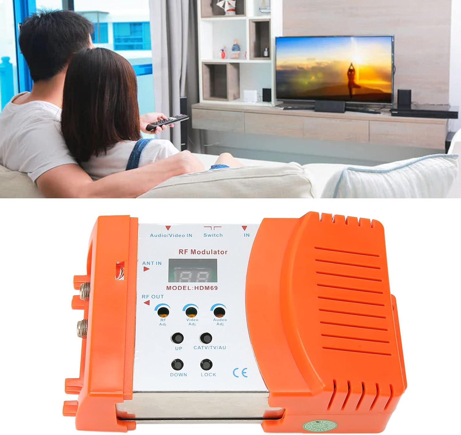 Digital RF Modulator, HDM69 AV to RF Converter Support PAL NTSC Format, HD Modulator for iOS TV, for Fire TV, HDTV Tuner, for Android TV Box (US Plug)