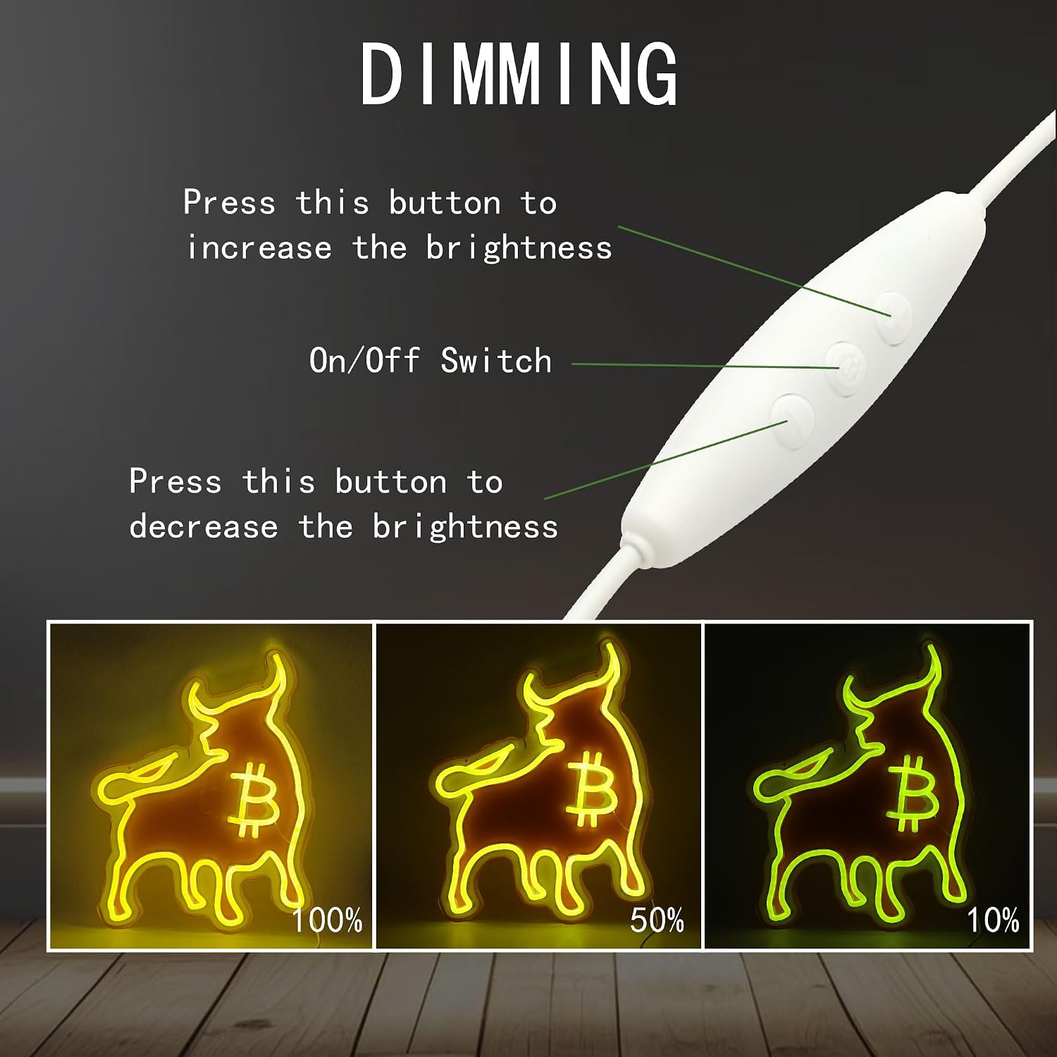 Bitcoin Bull Neon Sign USB LED Light for Office Trading Room Decor | image 4