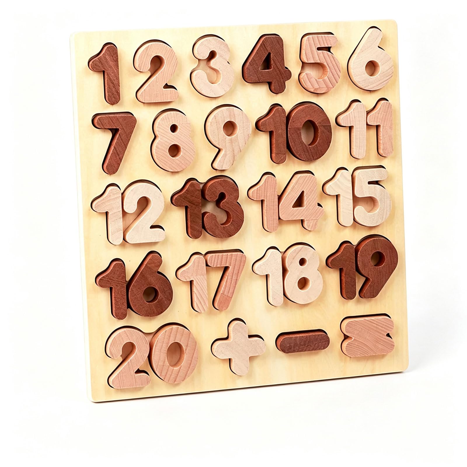 ttnmrc Montessori Wooden Alphabet & Number Puzzle Board