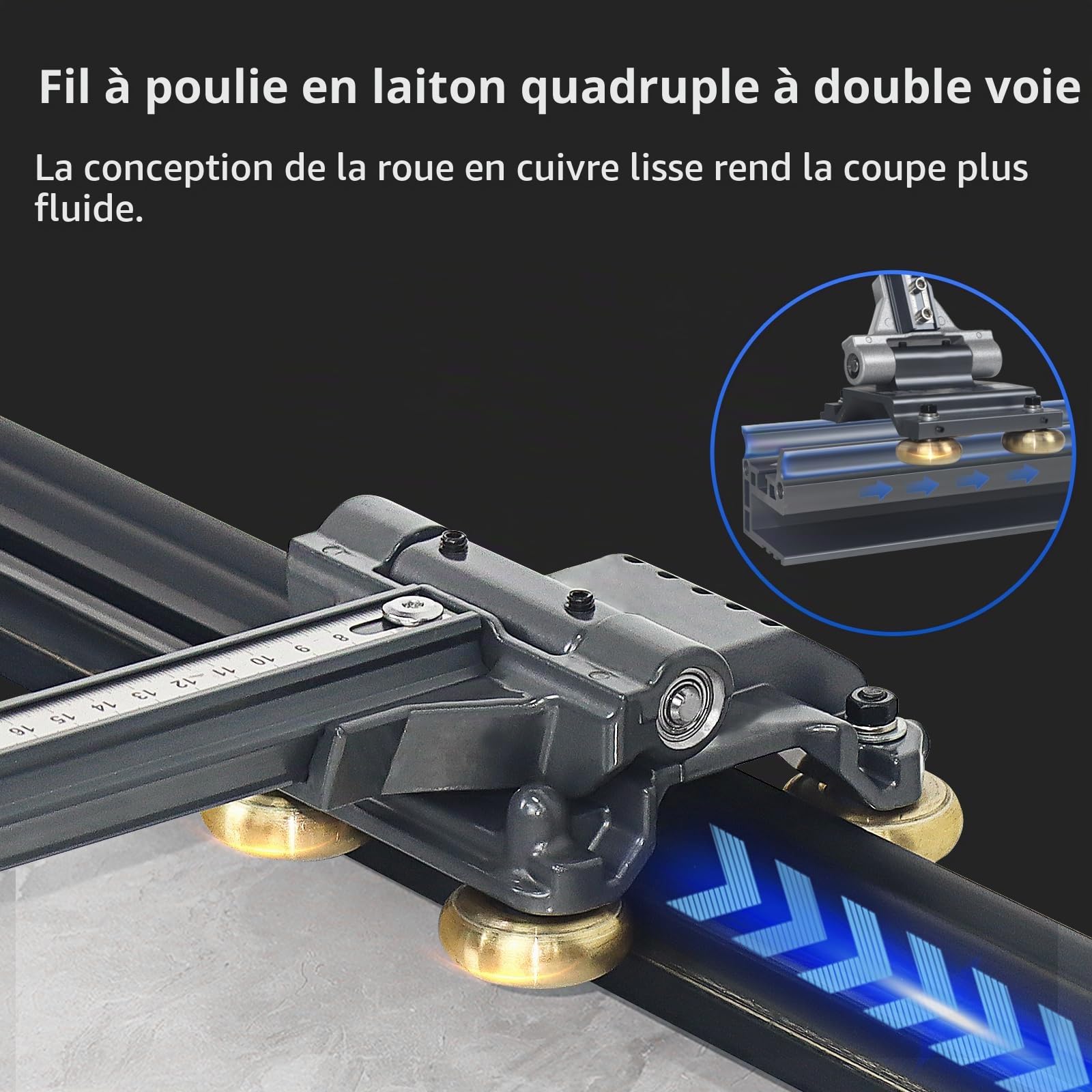 Coupe-Carreaux Manuel T 2000 mm, Précis Pour Grand Format Carrelage, Porcelaine Et Céramique. Lame Tungstène Haute Résistance, Coupe Lisse, Usage Ergonomique Professionnel