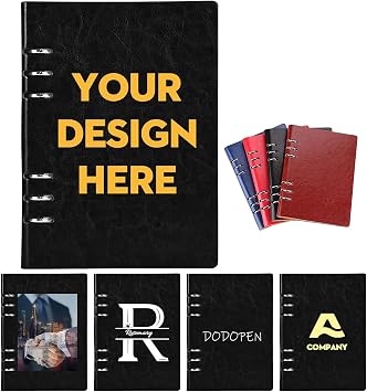 Custom Notebook, Personalized Leather Journals for Women, Custom photo/Logo/Text, A5 Binder 6 Ring Refillable Journal, Hardcover Executive Notebook, Personalized Gift for Business