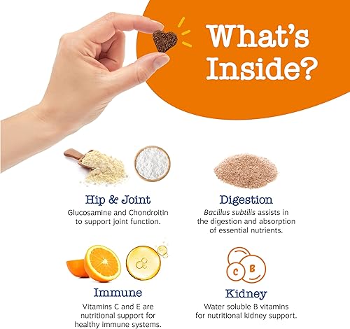 Miniatura 3 de Suplemento multifuncional avanzado para perros para personas mayores glucosamina y condroitina para apoyo de cadera y articulaciones Psiyllium y
