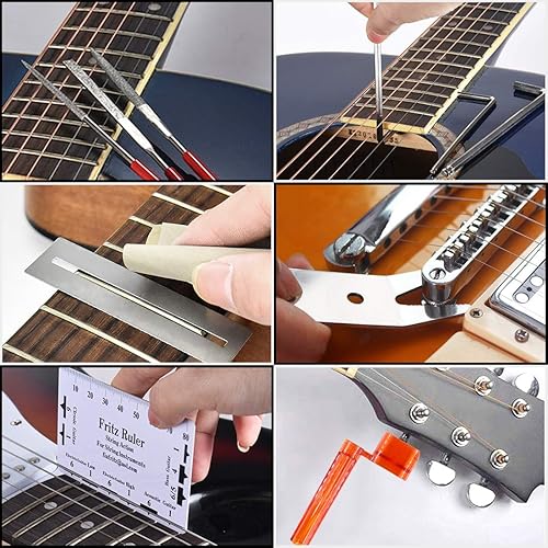 Miniatura 6 de Hilitchi Kit completo de herramientas de reparación de guitarra de 26 piezas para guitarra, ukelele, bajo, mandolina, banjo, accesorios de