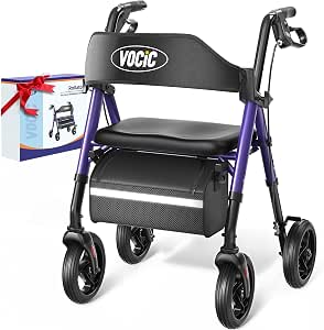 VOCIC Z21 Rollator Walker for Seniors with Seat, 8" All Terrain, 350 lbs