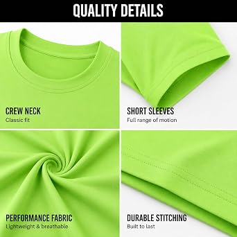 Essential Elements Boys 5 Pack T-Shirt Quick-Dry Crew Neck Short Sleeve Tee