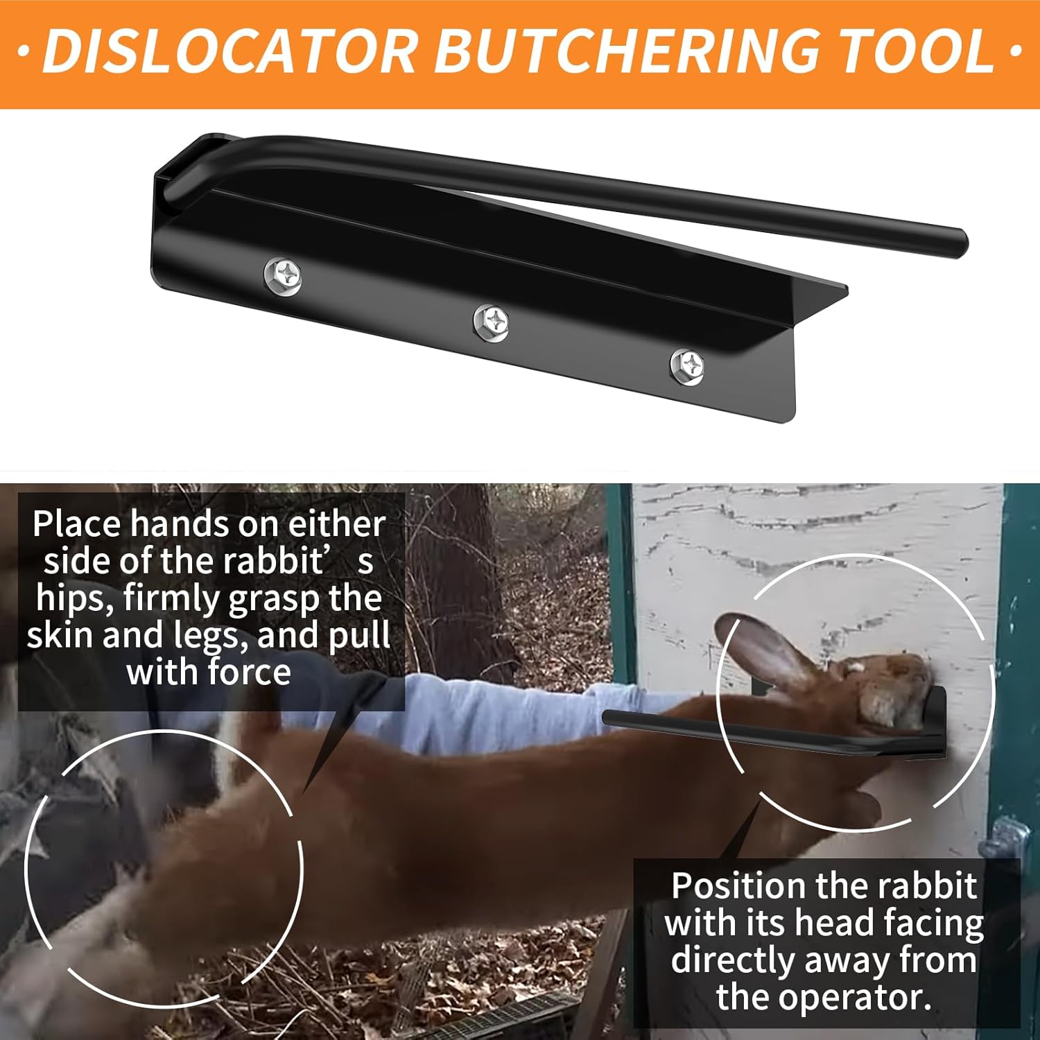Heavy Metal Rabbit Dispatch Dislocator & Skinning Tool Set – Cervical Dislocation Tool for Humane Butchering, Ideal for Processing Rabbits, Squirrels, and Other Small Animals