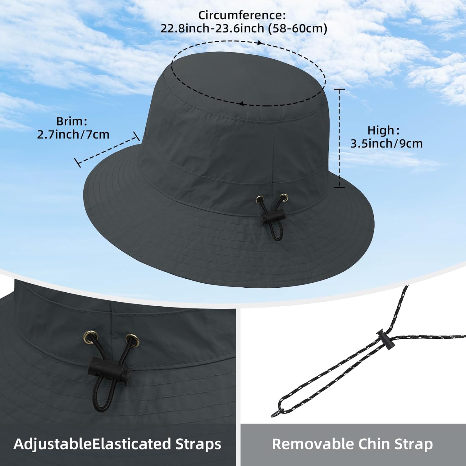 Durio Waterproof Bucket Hats for Woman UPF 50+ Sun Hat UV Protection Packable Rain Hats for Women Lightweight Hiking Hat - Image 3