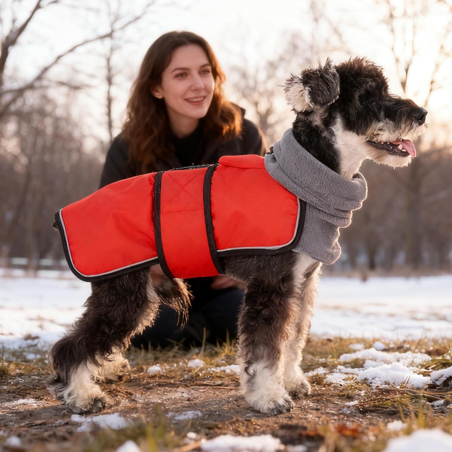 KOOLTAIL Dog Snow Jacket Winter Coat for Small Medium Dogs, Waterproof&Windproof Puppy Jacket with Fleece Lining and High Collar for Cold Weather, Warm Pet Snowsuit Vest Clothes with Leash Hole, Red L