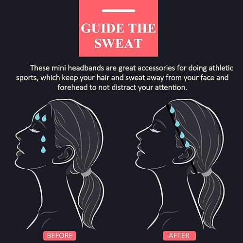 Miniatura 4 de 4 piezas de diademas elásticas deportivas gruesas antideslizantes para el cabello para mujeres y hombres