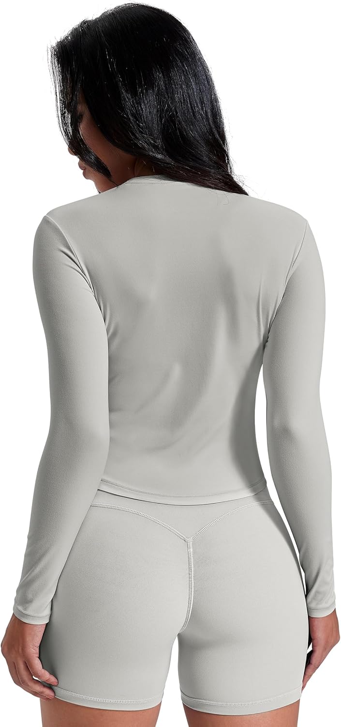 AVGO Workout Shirts for Women Slim Fit Long Sleeve Crop Tops Gym Shirt Running Breathable Athletic Clothes - Image 3