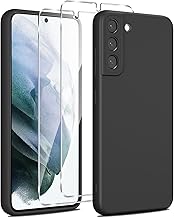 Silicone Case for Samsung Galaxy S21 5G Case, 1 Mobile Phone Case with 2 Pieces Tempered Glass Protection, Soft TPU Silicone Case, Military Protection, Scratch-Resistant, Shockproof Protective