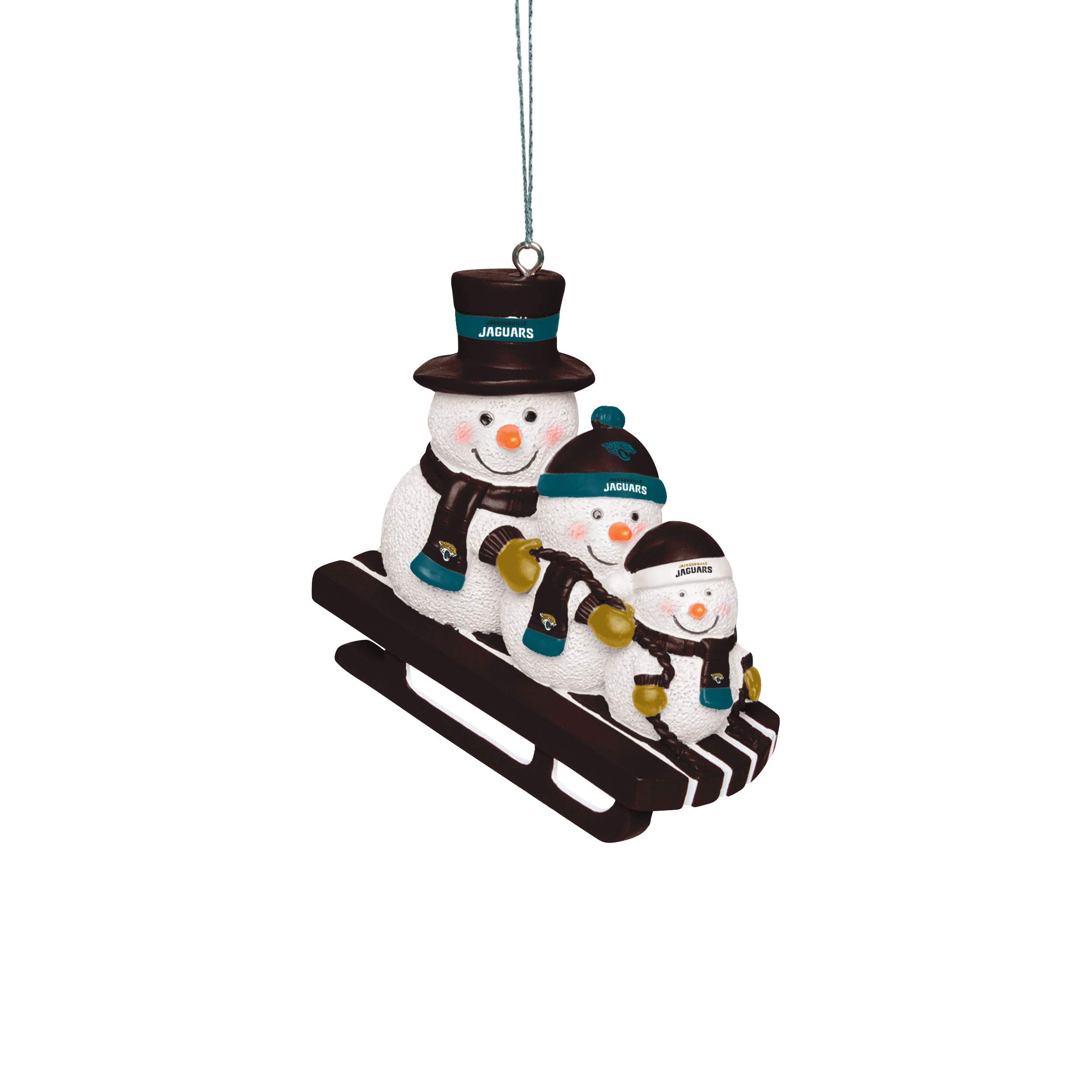 Foco Forever Collectibles Uk Jacksonville Jaguars Snowmen Sledding Ornament