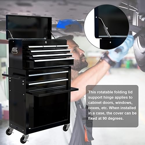 Miniatura 5 de Caja de herramientas con ruedas de 8 cajones, caja de herramientas con ruedas y sistema de bloqueo, armarios de herramientas desmontables 2 en 1 de