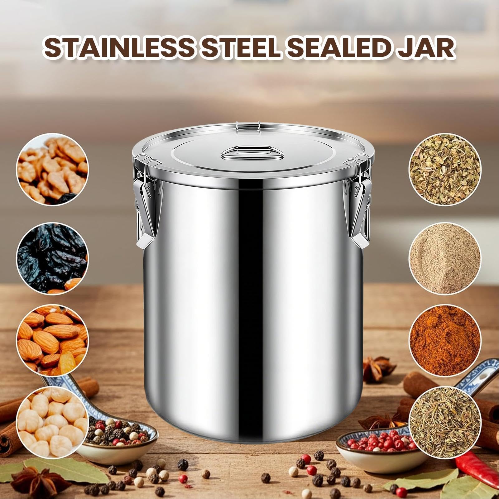 Genérico Contenitori per dispensa da cucina, 6 l, antiruggine, impermeabili, per riso, verdure, farina, cereali, latte, casa, ristorante, preparazione dei pasti