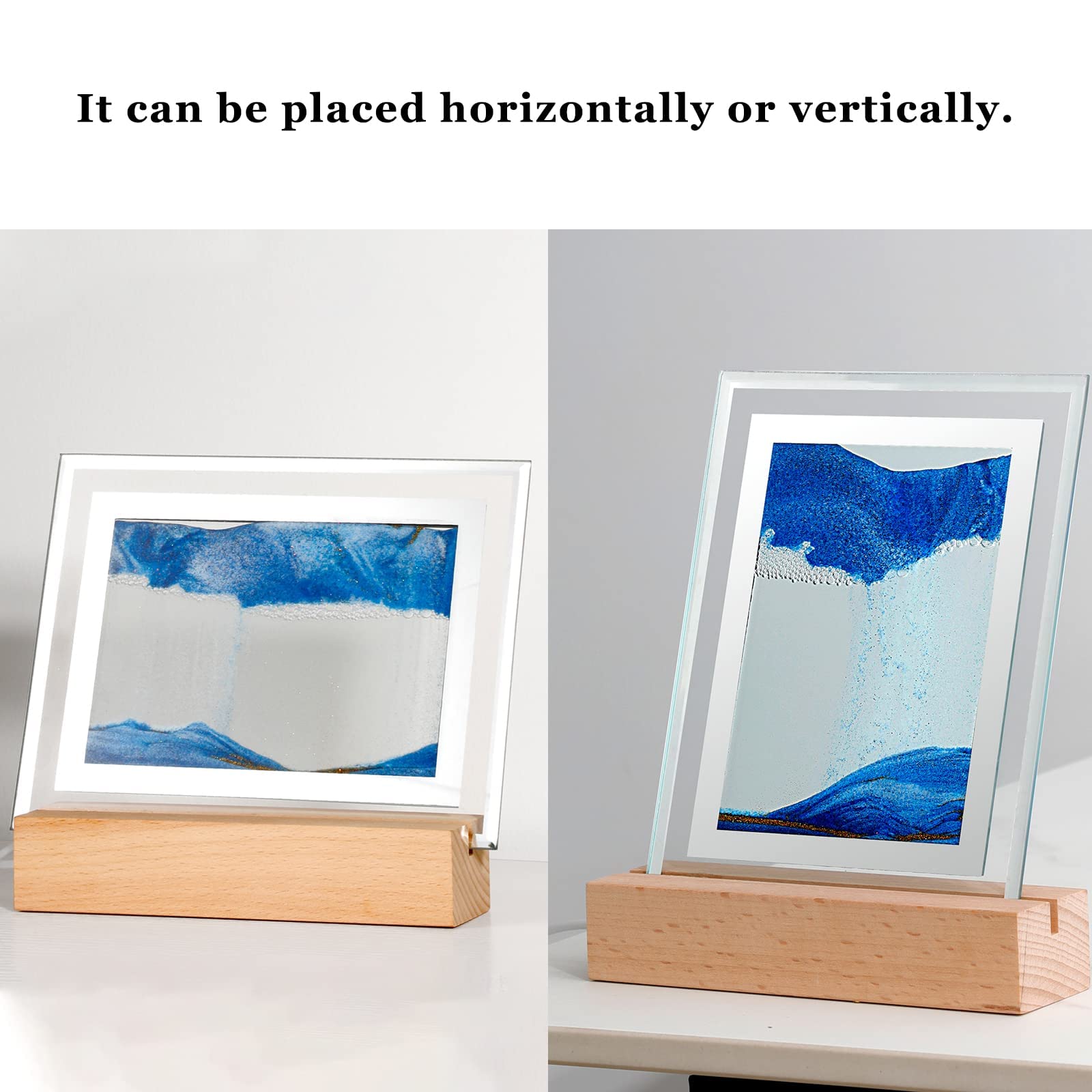 zalati Moving Sand Night Light 3D Sand Sea LED Light Sandscape Art Painting for Home and Office Decorations - Blue - Image 3