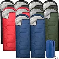 Vista 1 de Paquete de 10 sacos de dormir para adultos en clima frío a granel para personas sin hogar, 4 estaciones, cálidos o fríos, ligeros, para interiores