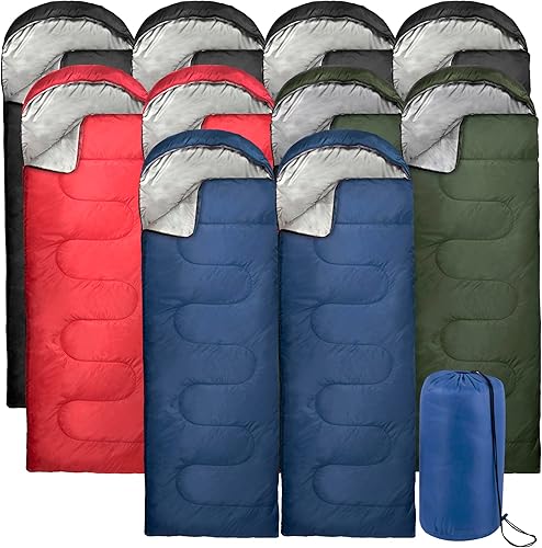 Paquete de 10 sacos de dormir para adultos en clima frío a granel para personas sin hogar, 4 estaciones, cálidos o fríos, ligeros, para interiores y