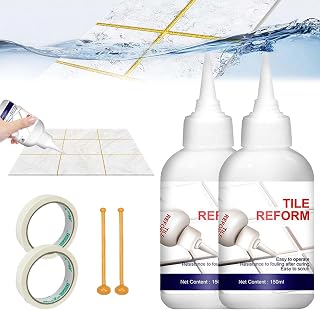 Waterproof Tile Gap Repair Filler, Tile Gap Repair Filler, Tile Repair Kit, Tile Reform Grout Filler, Grout Tiling Tile Reviver Repair, Tile Grout Repair Kit For Living Room Floor, (2pcs 150ml,White)