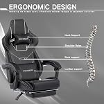 Video Gaming Chair with Footrest, Ergonomic Gamer Chair with Lumbar Support, Height Adjustable Swivel Racing Gaming Massage Chair, Reclining Computer Office Desk Chair for Adults