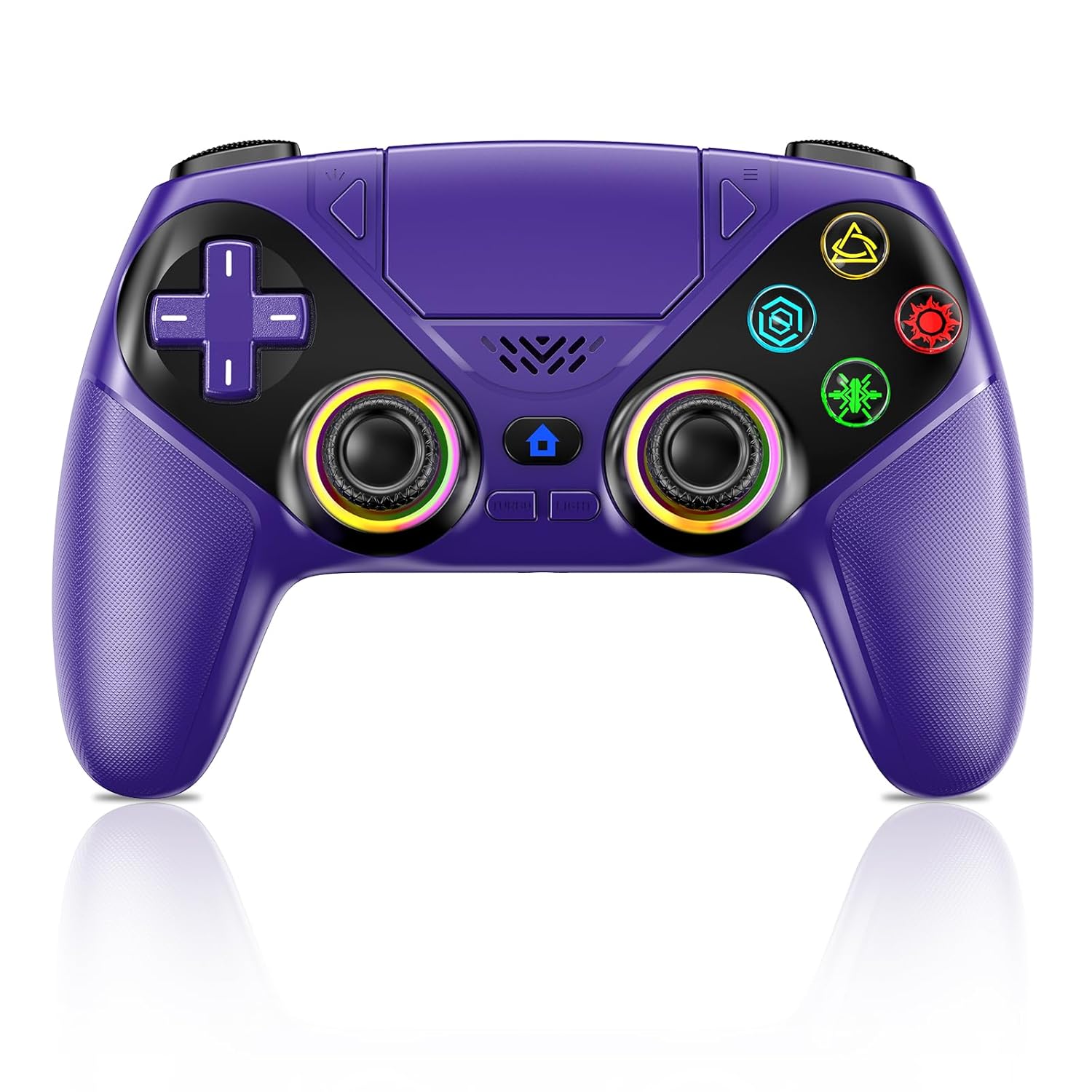 LENISUOLE Wireless Controller for PS5/PlayStation 5 & PC – Purple, Bluetooth Gamepad with Turbo, 6-Axis Motion Sensor, Programmable Buttons, RGB Lighting, 3.5mm Audio Jack, 1000mAh Battery