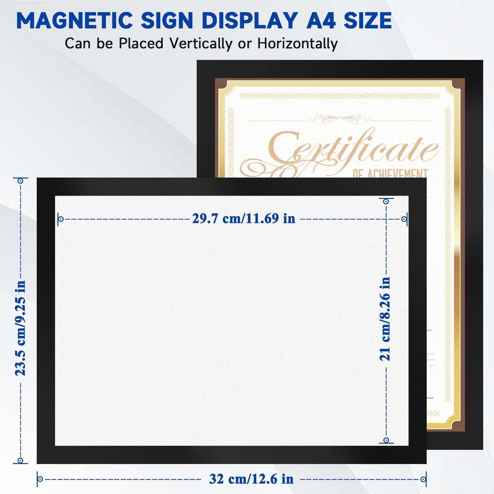 Lot de 6 Cadres Magnétiques A4, Porte-Affiche Autoadhésif pour Posters, Photos, Documents, Design à Changement Rapide, Cadre Magnétique pour Affichage sur Mur, Fenêtre, Porte, Réfrigérateur