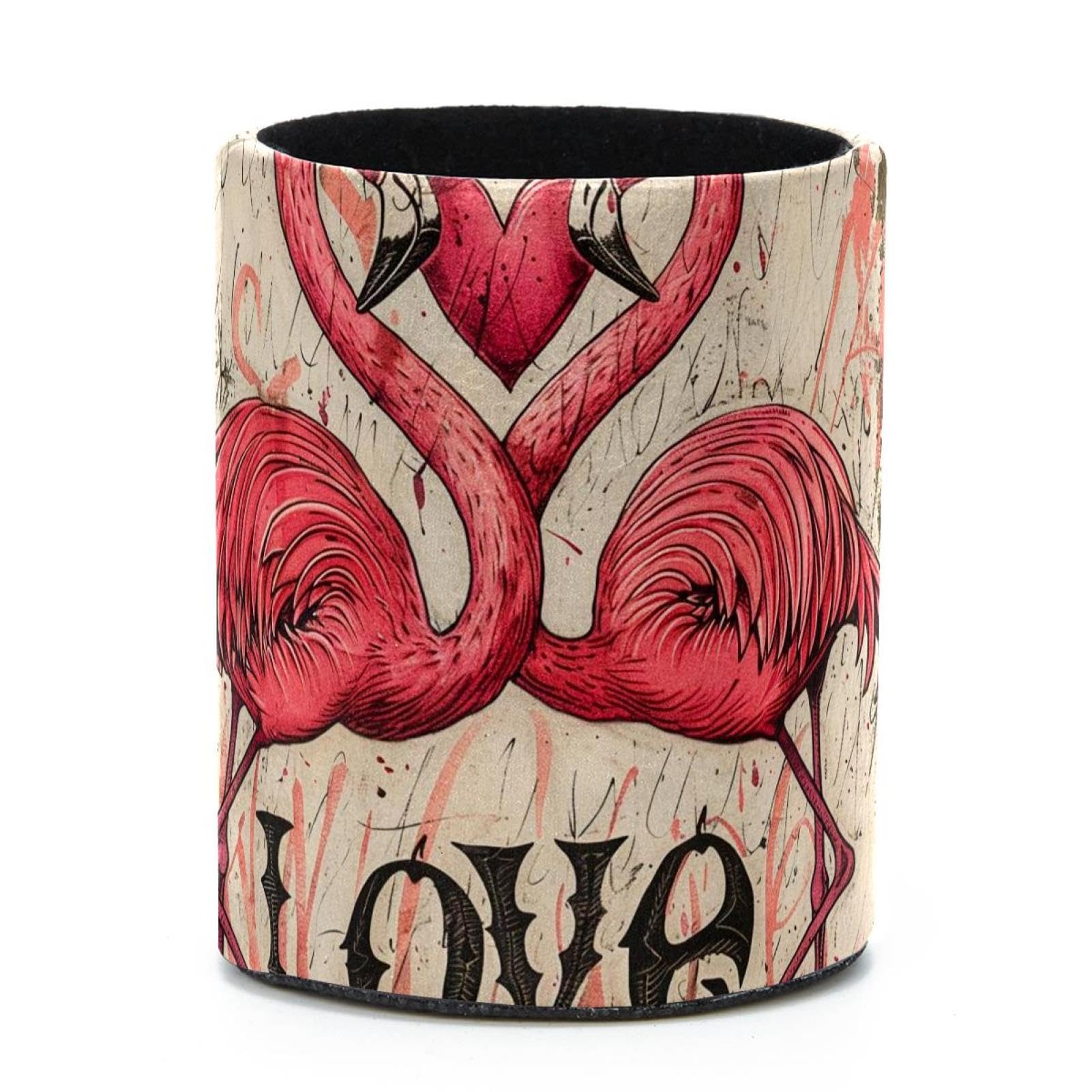 VAPOKF Round Pencil Holders for Desk, Flamingo Pen Holders Pen Pot Makeup Brushes Storage Desktop Stationery Supplies Organiser for Home Office
