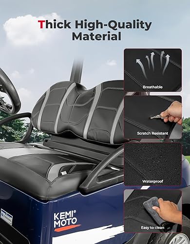 Miniatura 4 de KEMIMOTO Fundas de asiento de carrito de golf compatibles con asientos delanteros Club Car Precedent, Tempo, Onward OEM, no necesita grapas (gris)