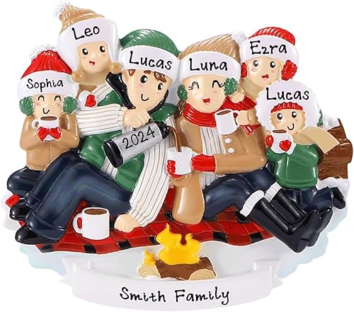 Miniatura 30 de Adorno personalizado para árbol de Navidad 2023 – Adorno de Navidad personalizado para familia de campamento – Adorno decorativo de familia feliz